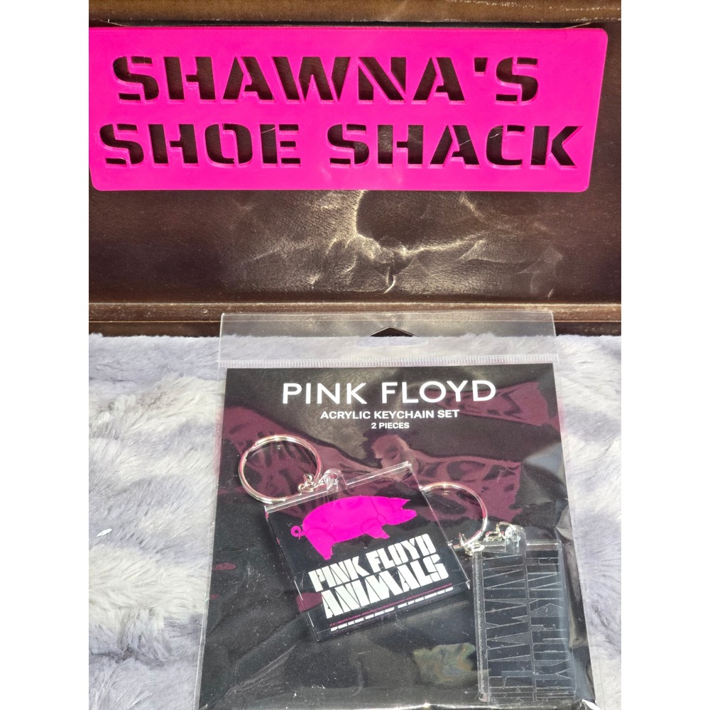 NWT Pink Floyd Keychain Set Animals Acrylic Black Pink Music Accessory